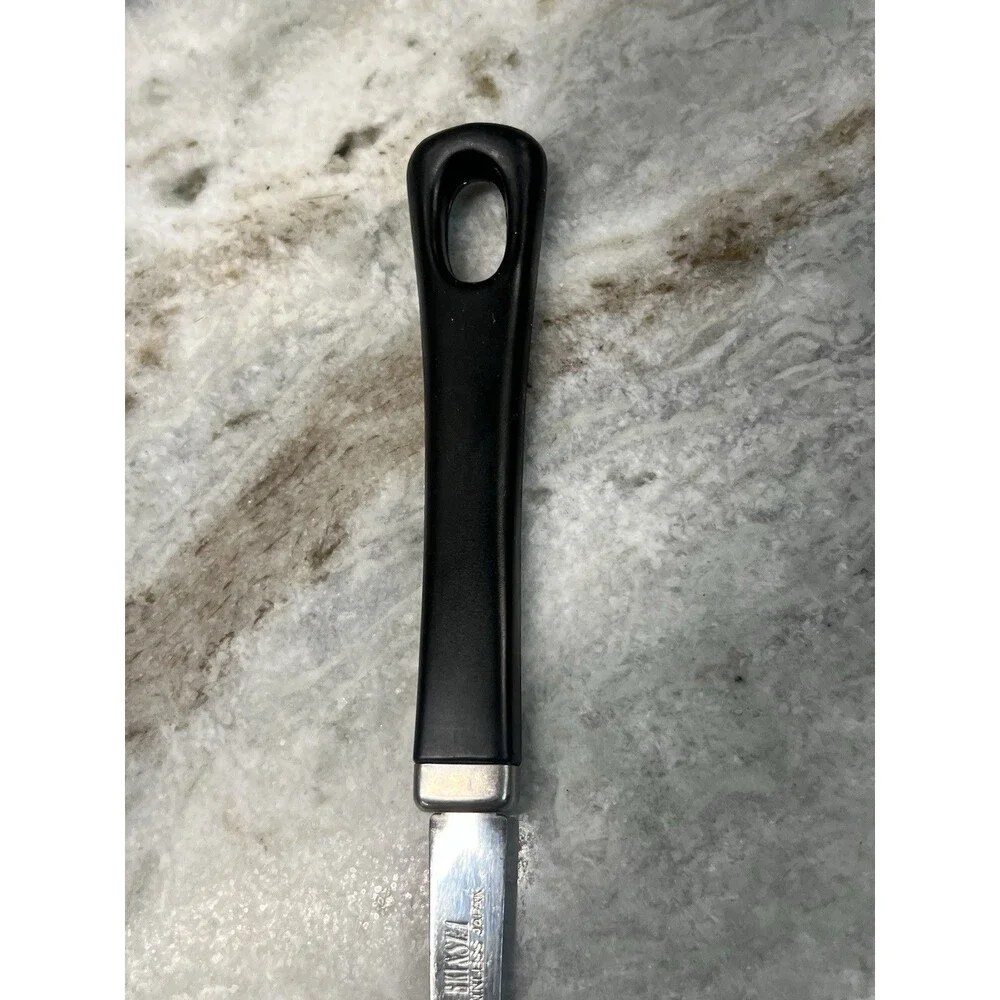 Ski & Sea Stainless Serving Slotted Spoon Black Handle 13” Japan EUC